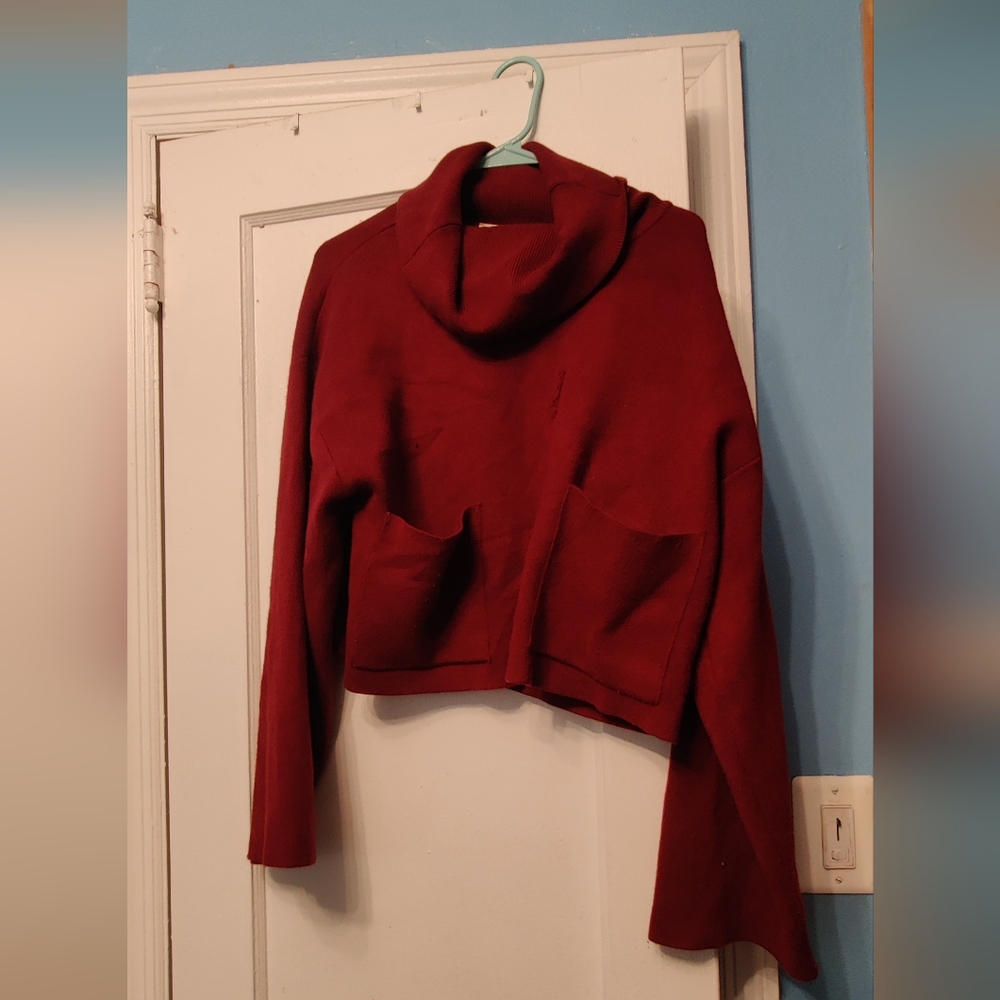 Mango Burgundy Cropped Sweater